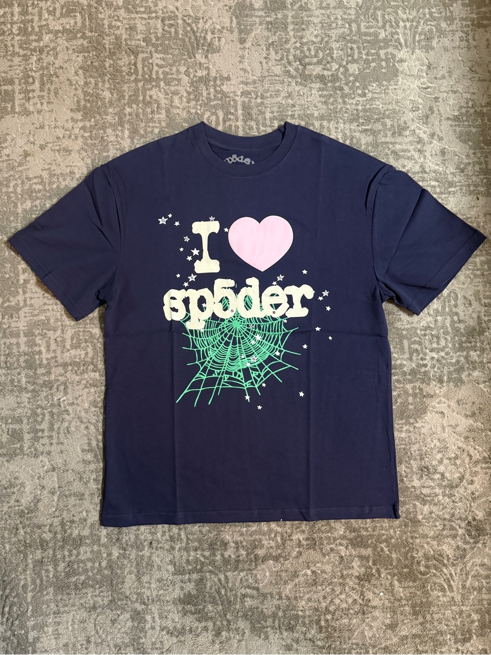 I Heart Spider Graphic Tee - Navy with Pink & Mint
